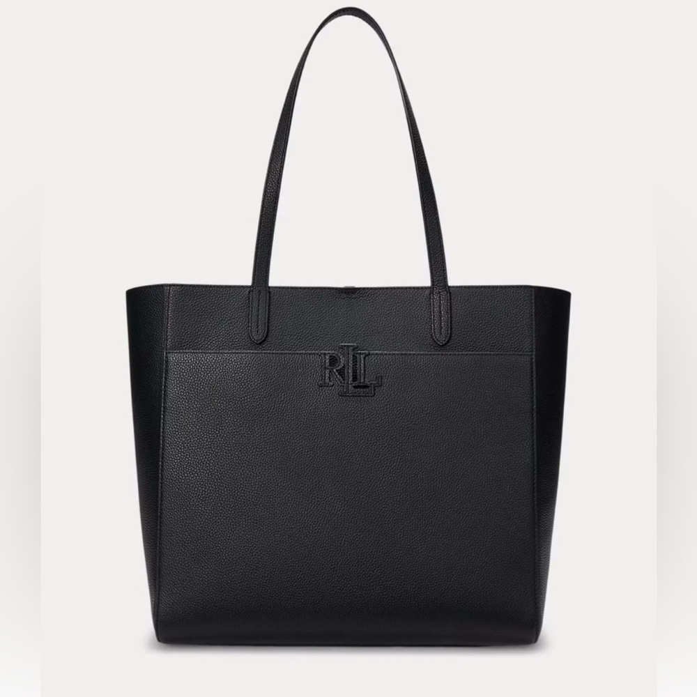 Ralph Lauren Black Pebbled Leather Cameryn Tote Bag